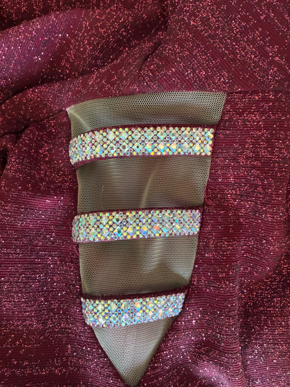 NWT Xscape Shimmery Glitter Burgundy Wine Halter Mini Party Dress - Size 10 - Picture 8 of 9